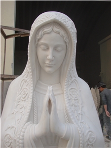 Hand Carved Hunan White Marble Stone Religious the Virgin Mary Statue & Sculpture