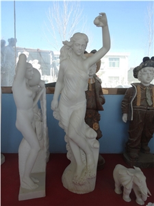 Hand Carved White Marble Human Angel Lady with Bead Sculpture Hand Carved White Marble Human Angel Lady with Bead Sculpture