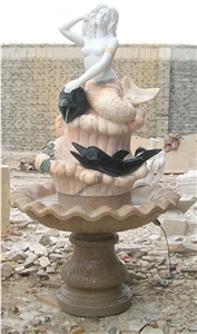 Outdoor Natural Stone Mermaid Sculpture Fountain