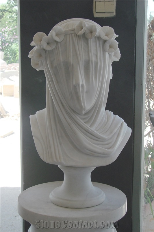 White Marble Female Sculpture Stone Carving Modern Lady Head Bust Statue