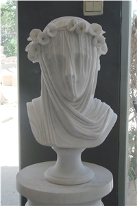 White Marble Female Sculpture Stone Carving Modern Lady Head Bust Statue