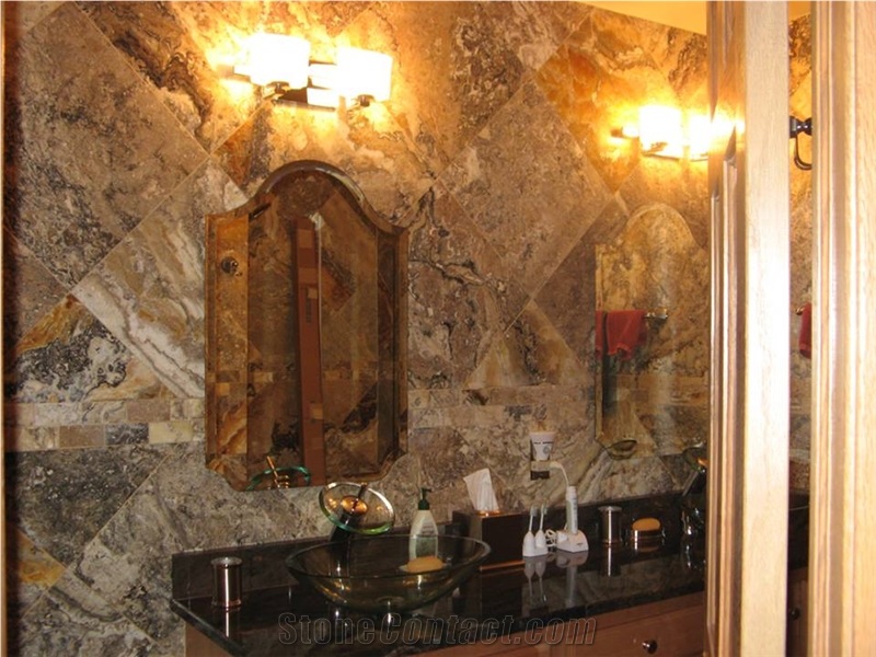 Brushed Antico Onyx Travertine Versailles Pattern, Wall Tiles