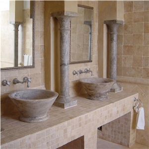 Tumbled Turkey White Travertine Bathroom Design Project Tumbled Turkey White Travertine Bathroom Design Project