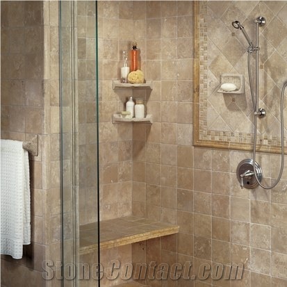 Tumbled Turkey White Travertine Bathroom Design Project