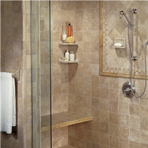 Tumbled Turkey White Travertine Bathroom Design Project