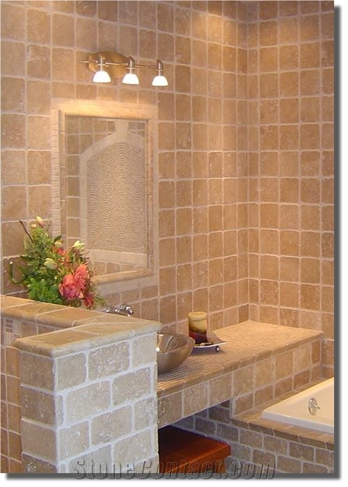 Tumbled Turkey White Travertine Bathroom Design Project