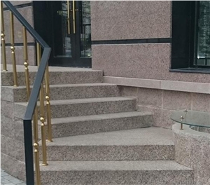 Granit Korall Deck Stair, Steps and Risers, Red Granite Stairs & Steps, Stair Cases