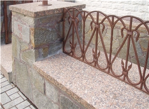 Granit Yuzhno Sultayevskiy Wall Caps, Red Granite Gate Post Caps
