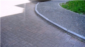 Granite Zheltau-5, Zheltau Red Granite Cobble Stone Walkway, Driveway Pavers