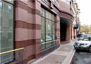 Zheltau -5, Zheltau Red Granite Facade, Red Granite Walling Tiles, Building Stone