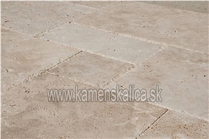 Classic Travertine Tumbled, Pillowed Edge French Pattern