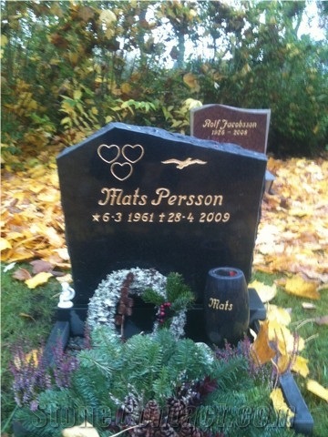 Black Diabase Polished Front Headstone
