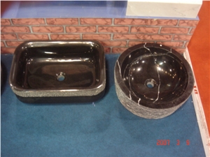 Natural Stone Bathroom Wash Sinks, Kitchen Vessel Round Basins, Brown Marble Oval Square Sink, Coffee Brown Marble Polished Surface Wash Bowls Basins
