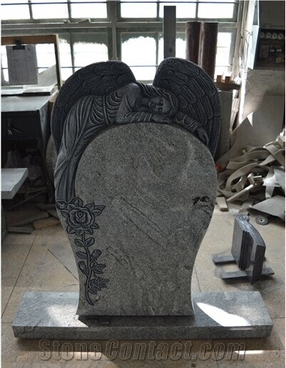 Viscont White Granite Tombstone Leaf Slant Grave (Direct Factory+Good Price)