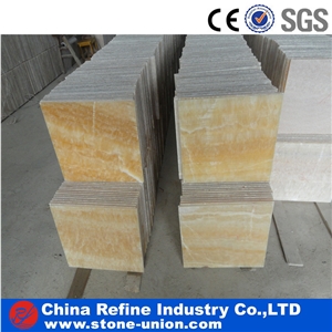 China Yellow Onyx Honed Flooring Tiles, Square Yellow Onyx Tiles, Songxiang Onyx for Wall Decoration