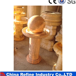Onyx Rolling Sphere Fountains , Sculpture Yellow Onyx Water Fountain for Sale