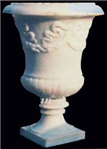 Round Garden Planters Bowl Pots , Round Flower Planter Box & Planter Pots , Granite Carved Landscaping Planters and Outdoor Vase