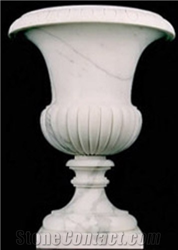 Stone Modern Outdoor Planters , Granite Planter Vase with Wave-Shaped Sides , Carving Granite Flower Stand & Garden Landscaping Flower Pots