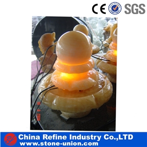 Top Quality Yellow Onyx Foutain with Lamp , Customized Onyx Fountains,Garden Fountains,Exterior Fountains,Water Features
