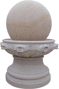 White Granite Floating Ball Fountain, Garden Fountains
