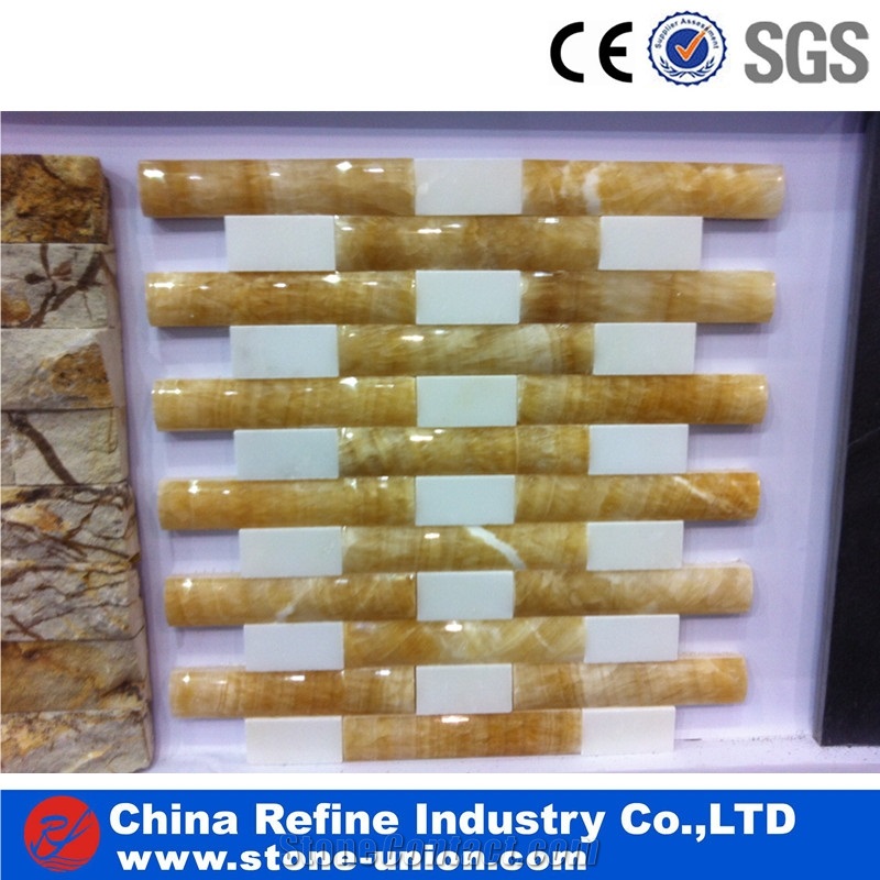 Yellow Onyx Polished Mosaic, Honey Onyx Mosaic Wall Panel,Polished Mosaic,Wall Mosaic,Floor Mosaic