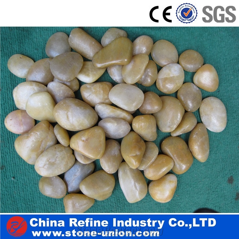 Yellow River Quartzite Pebble , Superfine Polished Pebbles , Beige Cobblestone River Rock Yellow River Cobbles