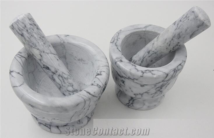 Stone Mortar and Pestle, White Marble Mortar and Pestle