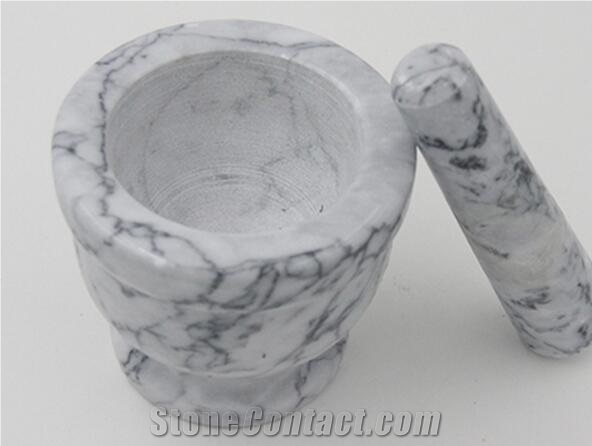 Stone Mortar and Pestle, White Marble Mortar and Pestle