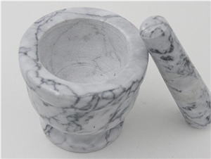Stone Mortar and Pestle, White Marble Mortar and Pestle