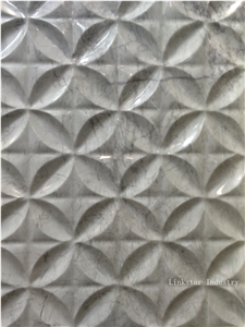 Natural Decorative 3d White Carrara Marble Engravings Wall Art Tiles