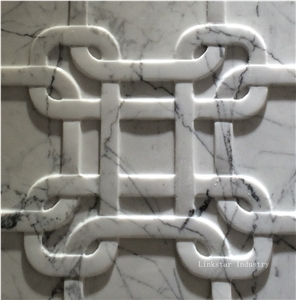 Natural Decorative 3d White Carrara Relief Carving Tiles