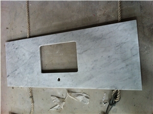 Bianco Carrara C Marble Vanity Top,Carrara White Marble Bathroomm Countertop,Italy White Marble Bath Top with Double Basin Sink