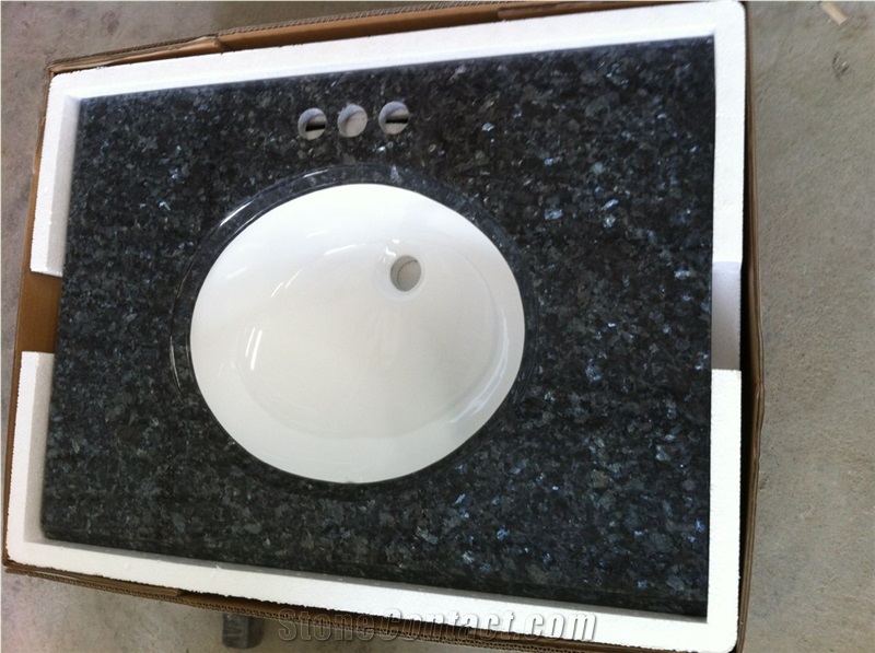 Blue Pearl Granite Vanity Top,Azul Perola Granite Bathroom Top,Labrador Blue Pearl Granite Bath Top with Sink