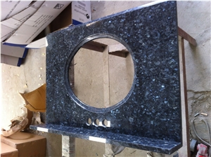 Blue Pearl Granite Vanity Top,Azul Perola Granite Bathroom Top,Labrador Blue Pearl Granite Bath Top with Sink