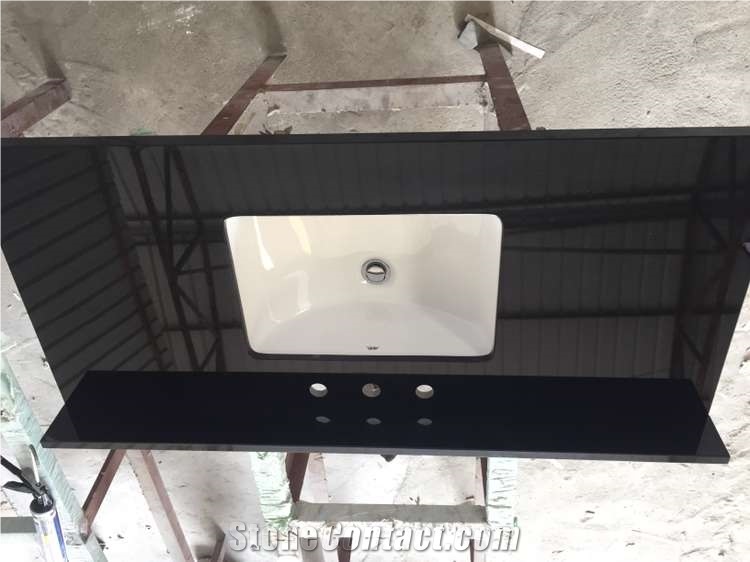 China Absolute Black Granite Vanity Top,China Black Granite Countertop,Absolute Black Granite Bath Tops