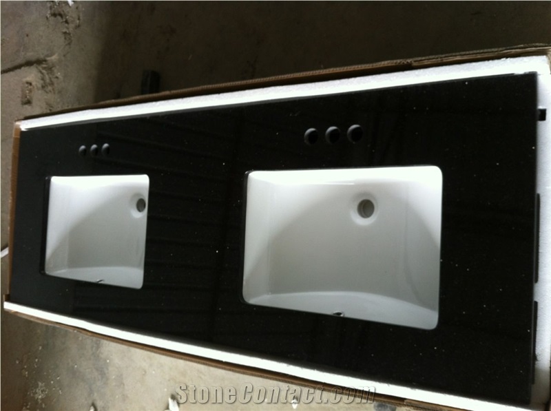 China Absolute Black Granite Vanity Top,China Black Granite Countertop,Absolute Black Granite Bath Tops