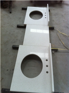 China White Quartz Stone Vanity Tops,White Artificial Stone Bath Tops, Quartz Stone Bathroom Top, Quartz Stone Custom Countertops, Polished Surface Bath Tops with Sink Basin