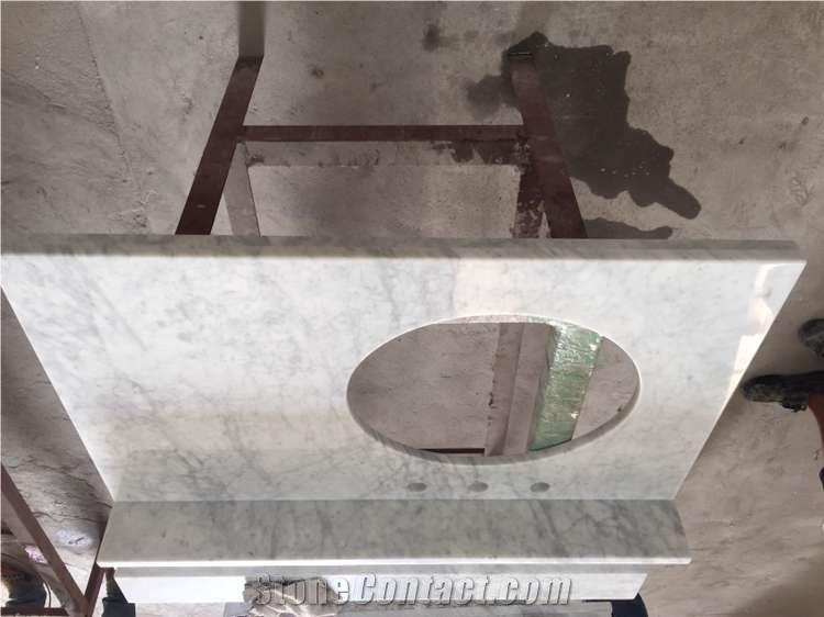 Polished Bianco Carrara Venato C Marble Vanity Top,Custom Vanity Tops,Carrara White Marble Bathroom Top,Bianco Carrara Marble Bath Top with Sink