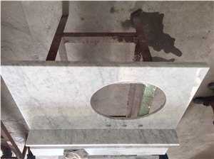 Polished Bianco Carrara Venato C Marble Vanity Top,Custom Vanity Tops,Carrara White Marble Bathroom Top,Bianco Carrara Marble Bath Top with Sink