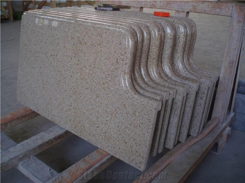 Polished G682 Granite Countertop, Rust Yellow Granite Kitchen Countertop, Gold Yellow Granite Island Top