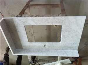 Polished Italy Bianco Carrara Venato C Marble Vanity Top,Carrara White Marble Bathroom Top,Bianco Carrara Marble Bath Top with Sink