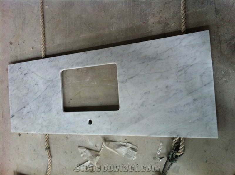 Polished Italy Bianco Carrara Venato C Marble Vanity Top,Carrara White Marble Bathroom Top,Bianco Carrara Marble Bath Top with Sink