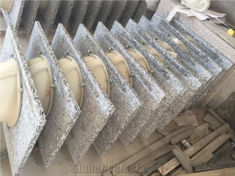 Polished Spray White Granite Vanity Top,Sea Wave Granite Vantity Tops,G708 Granite Bath Tops,White Wave Granitebathrom Vanity Tops