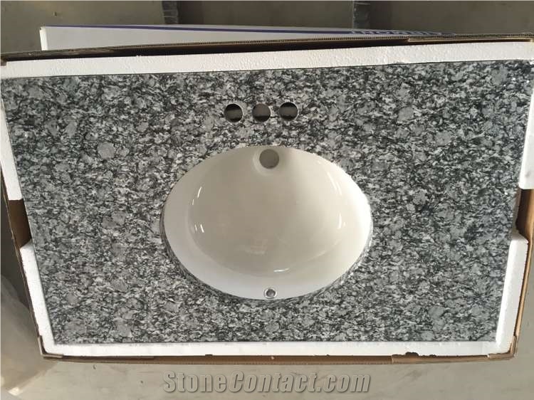 Polished Spray White Granite Vanity Top,Sea Wave Granite Vantity Tops,G708 Granite Bath Tops,White Wave Granitebathrom Vanity Tops