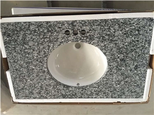 Polished Spray White Granite Vanity Top,Sea Wave Granite Vantity Tops,G708 Granite Bath Tops,White Wave Granitebathrom Vanity Tops