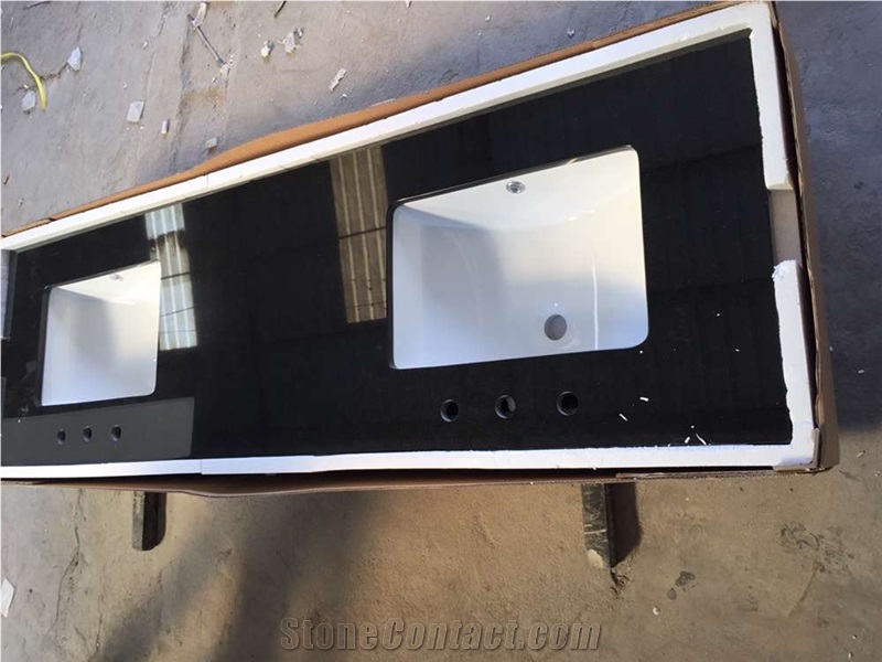 Shanxi Black Granite Vanity Tops,China Absolute Black Granite Countertop,China Black Granite Bathroom Top