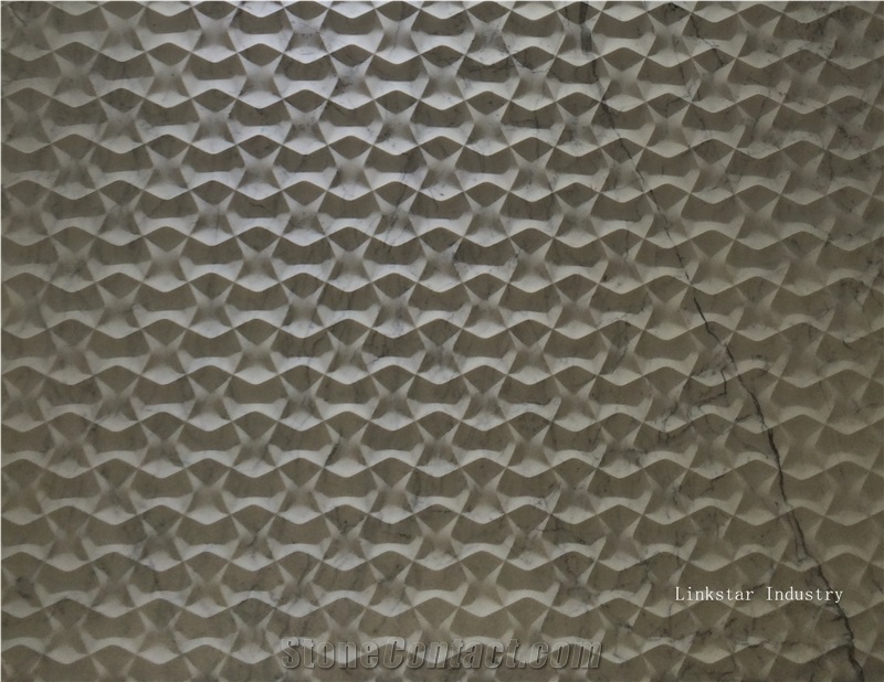 3d Natural White Marble Relief Engravings Tiles