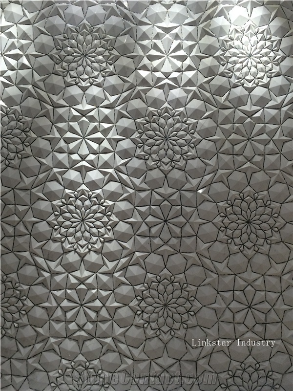 3d Nature White Embossed Marble Wallarrt Tile