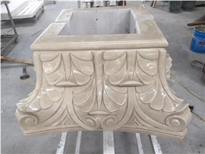 Marble Column Pillars Caps, Beige Marble Architectural Columns