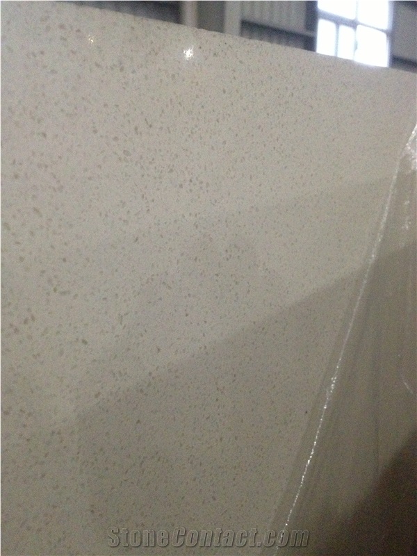 Beige Artificial Quartz Stone, Beige Color Artificial Stone Polished Big Slabs/Tiles, Beige, White Caesarstone with Crystal